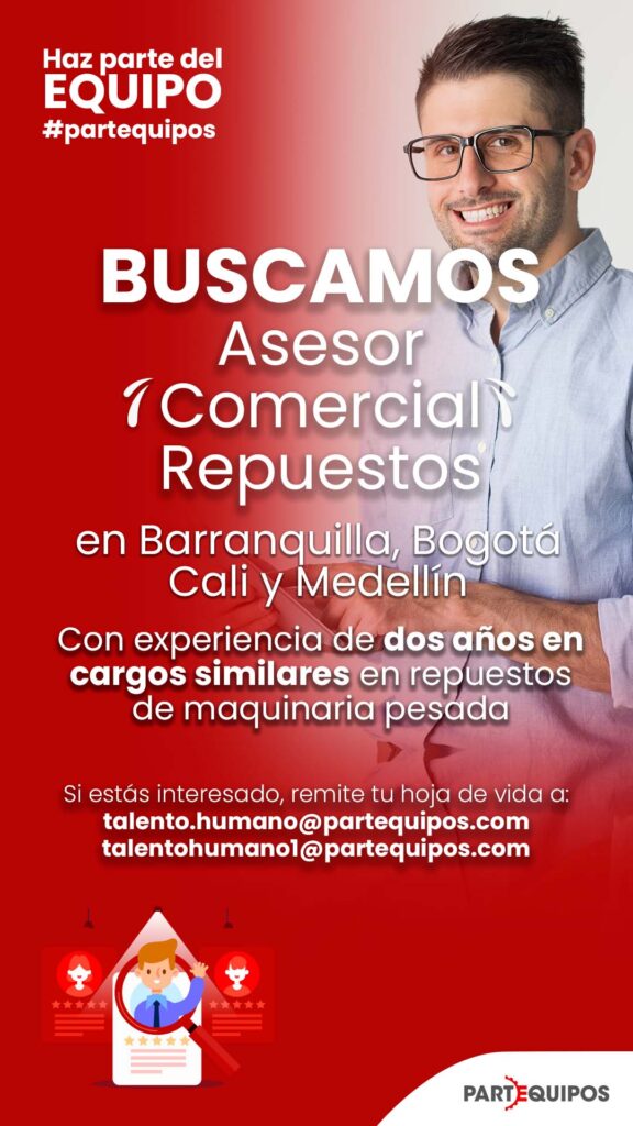 se solicita asesor comercial de repuestos en partequipos