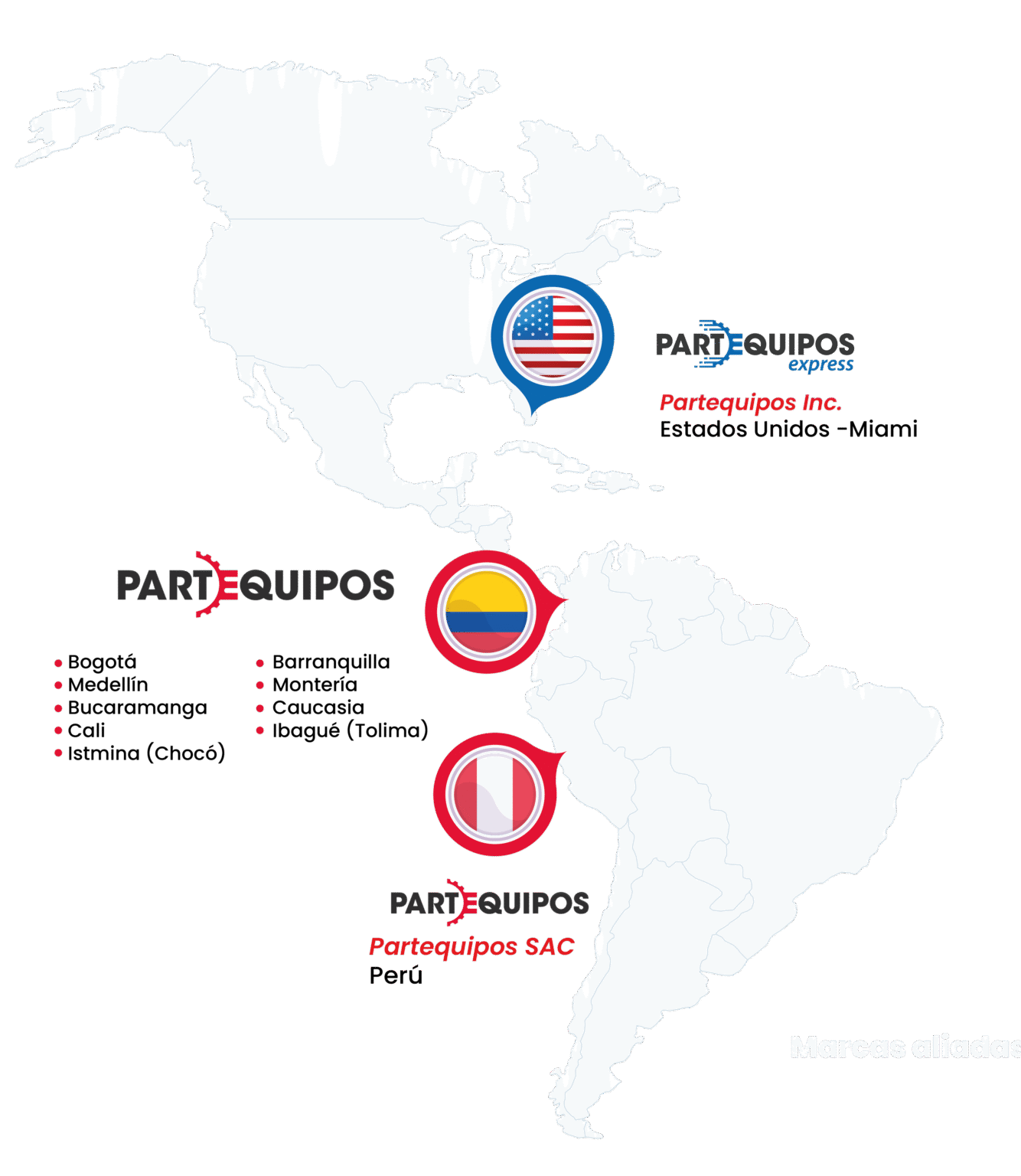 mapa de sedes internacionales partequipos